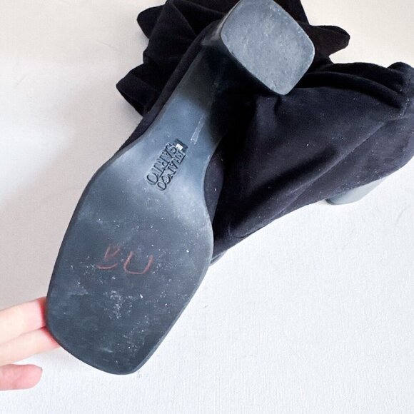 Vintage Franco Sarto Black Sock Pull on Square Toe Boot Heels 8M - Picture 14 of 15